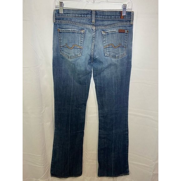 7 For All Mankind Women 29 Blue Denim Boot Cut Pockets Medium Wash 29x32. - Picture 2 of 7
